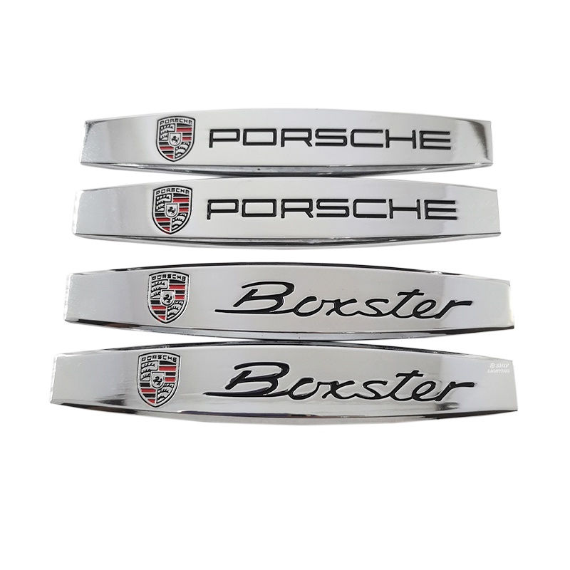 2pcs Stiker Emblem Logo Porsche Boxster Bahan Metal Untuk Fender Samping Mobil Porsche