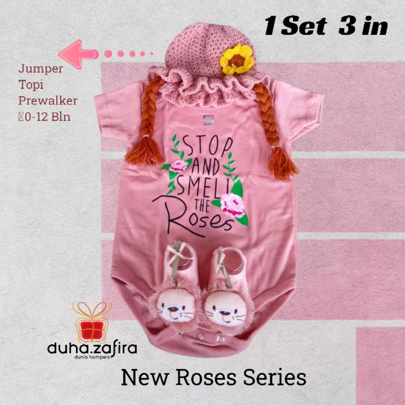 Duha Zafira | 1 Set 3in baju bayi Newborn/ Jumper / Topi Bonet/ Prewalker/ Set baju bayi Newborn/ Hampers Bayi/ Setelan bayi/ baju bayi perempuan/ baju baby girl/ Kado lahiran/ dress bayi/ baju akikah/ baju Aqiqah aqikah bayi