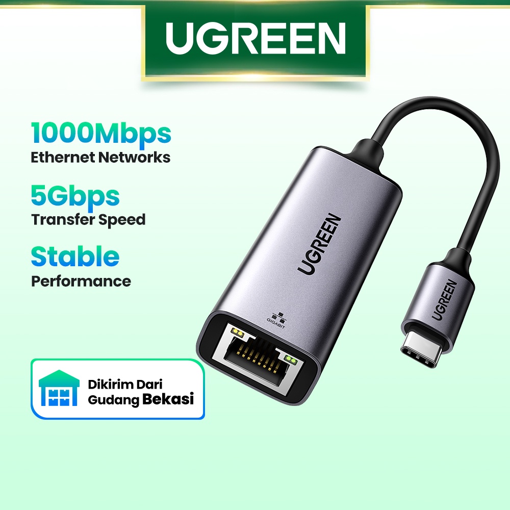 【Stok Produk di Indonesia】Ugreen Adapter Jaringan Ethernet USB C Ke RJ45 Untuk Laptop Macbook Samsung S20