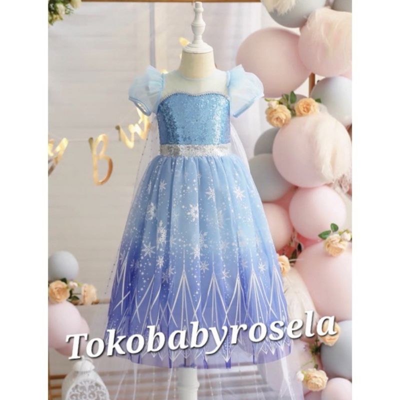 Kostum Dress Gaun Frozen Import Premium Anak