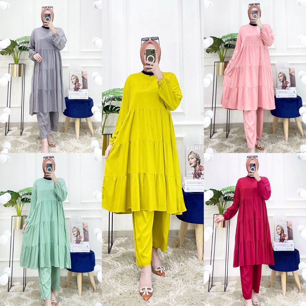 One Set Tunik / Setelan Cp Tunik / One Set Tunik Twill / Setelan Cp Tunik Twill / One Set Kekinian /