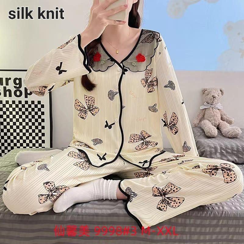 BAJU TIDUR PIYAMA WANITA STELAN PP KAOS SILK KNIT IMPORT