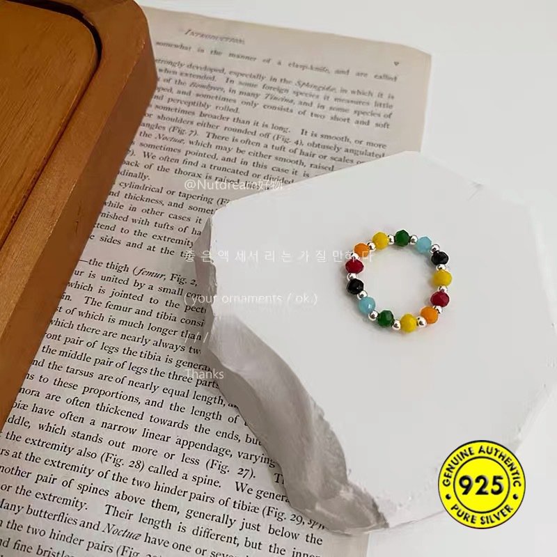 Cincin Desain Smiley Face Warna Pelangi Untuk Wanita U1149