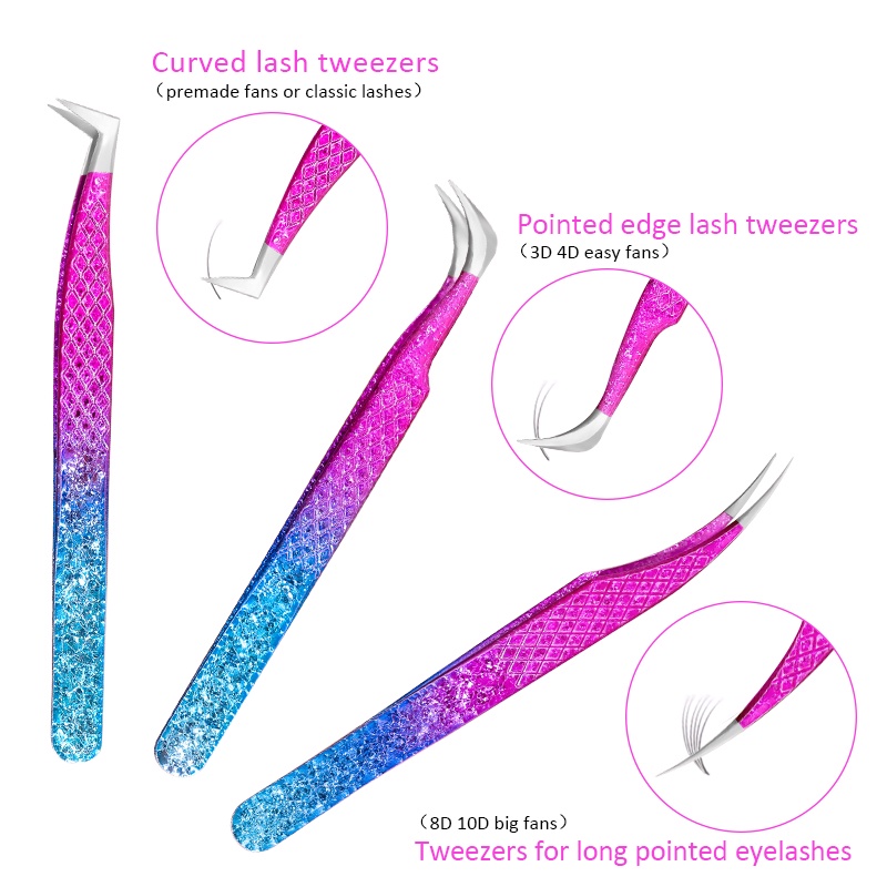 Pinset Bulu Mata Palsu 3D Presisi Bahan Stainless Steel