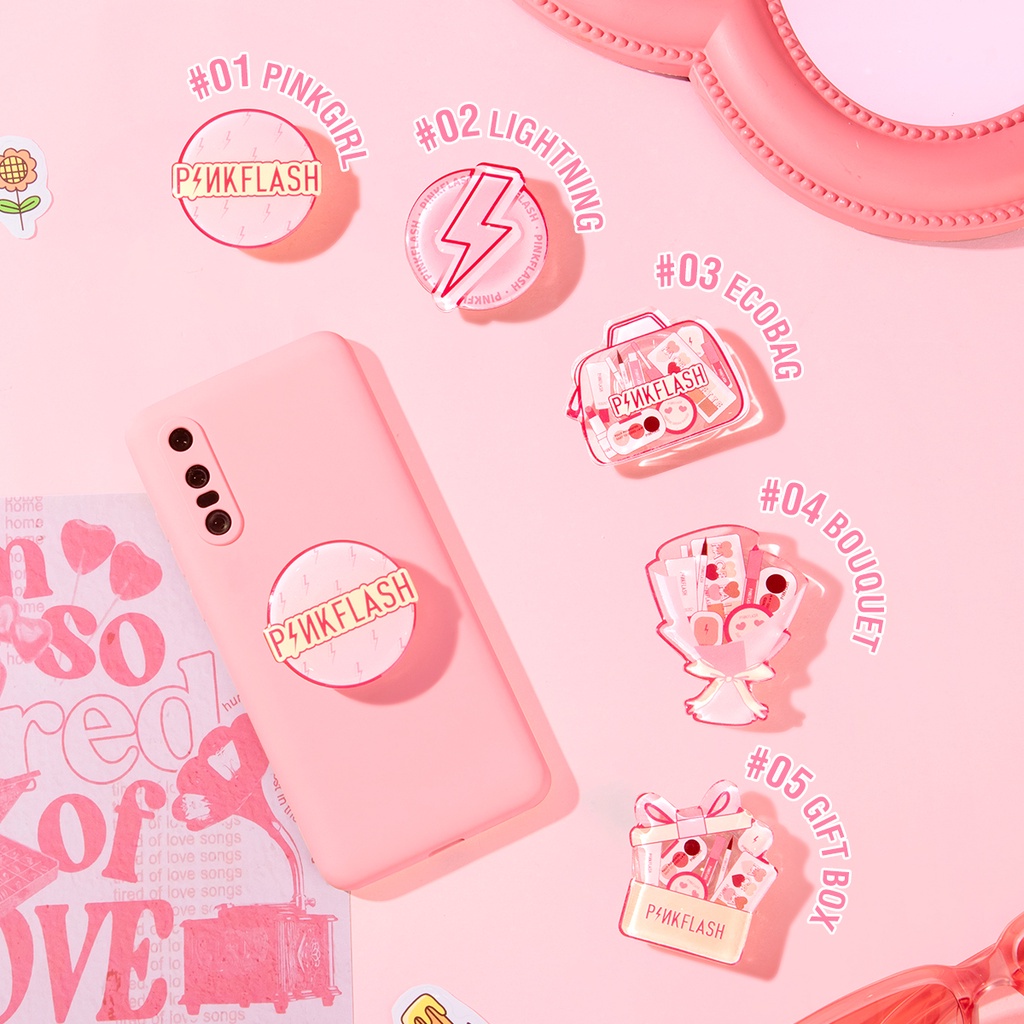 PINKFLASH #More&amp;More Pink Phone Grip Holder Swappable Phone Stand Removable Top Cute Varied Design