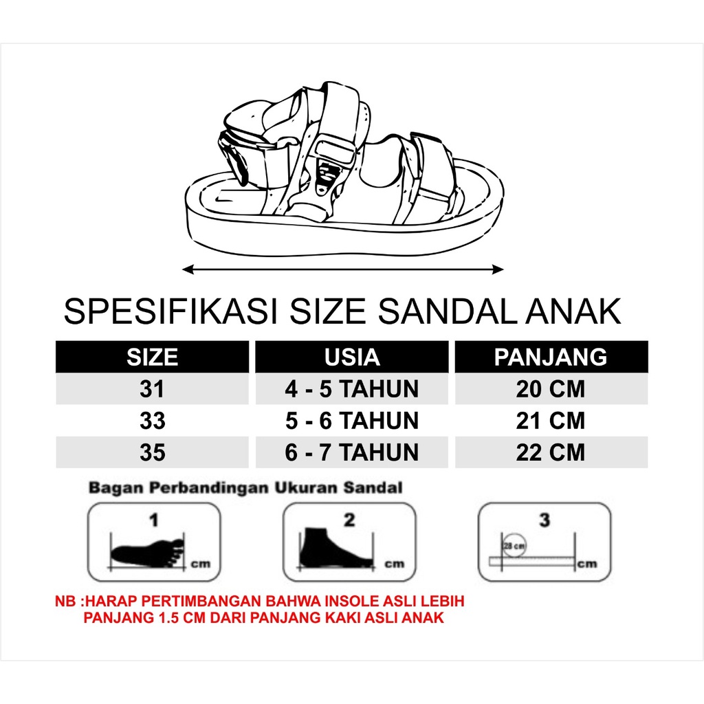 NRA Sandal Anak Laki Laki 4-7 tahun / Sandal Selop Anak / Sandal Gunung