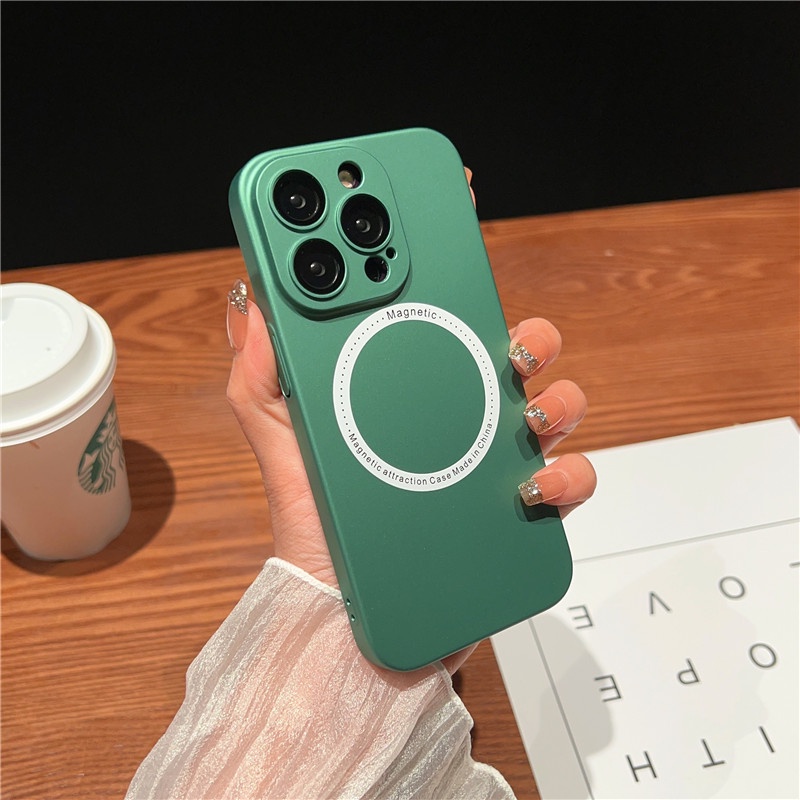 IPHONE Ultra Tipis Slim Matte Magnetik Untuk Cas Pengisian Nirkabel Untuk Iphone14 13 12 11 Pro Max14 Plus Lensa Kaca Hard PC Cover Casing