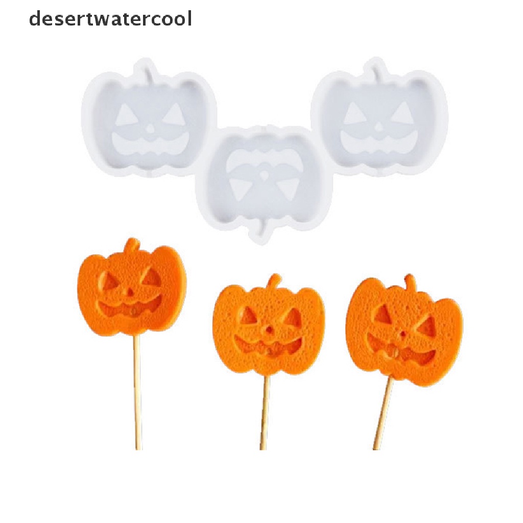 Deid Cetakan Kue / Coklat / Permen Lolipop Handmade Diy Bentuk Labu Halloween Bahan Silikon