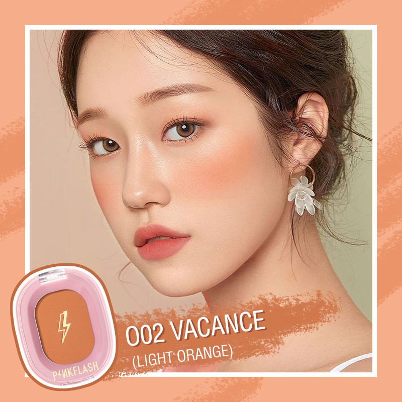 PINKFLASH PF-F01#O02 Matte Shimmer Cheek Makeup Blush O02 1Piece Blusher Soft Powder High Light Brightening