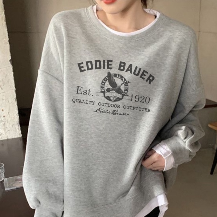 Sweater Eddie Bauer | Korean Style Sweatshirt | Atasan Oblong Wanita Dan Pria | Bahan Fleece tebal dan lembut | Pic Sablon | Allsize