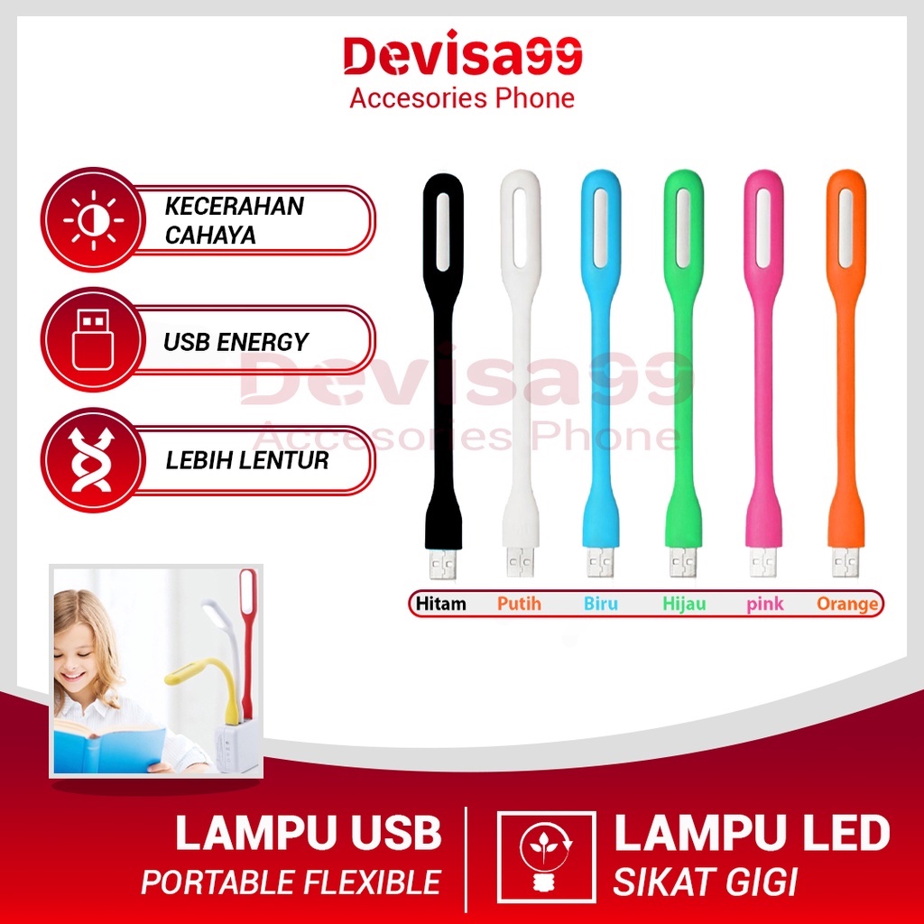 Lampu Sikat USB LED 6 Led / Lampu Sikat Emergency Fleksibel Portable LED Devisa99