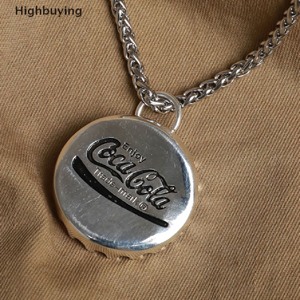 Kalung Rantai Liontin Botol Cola Bahan Metal Warna Silver Gaya Retro Vintage Punk Hip-hop Klasik Glory