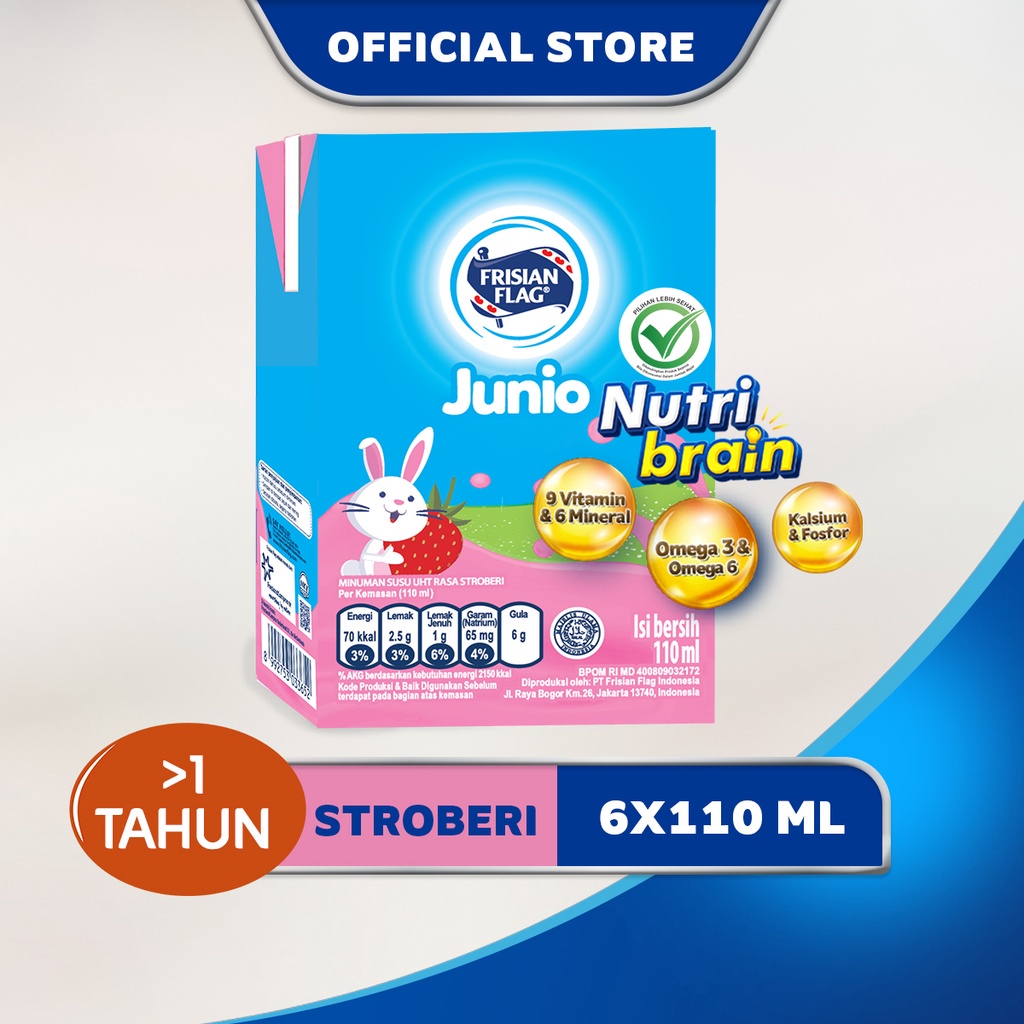 Frisian Flag Omega Susu UHT Strawberry 115Ml [6 Pcs]