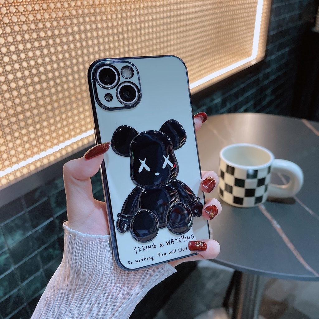 New high-quality  case For iPhone 14 Pro Max 3D bear shaped electroplating TPU phone cover is ( For iPhone 14/13/12/11 Pro Max XR XS MAX 7 8 PLUS X ) CASE