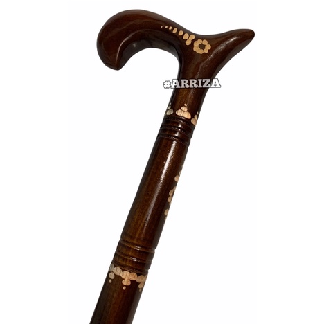 Tongkat Jalan Kayu / Tongkat Kaki 1 / Tongkat Lansia / Teken Ukir Cukit / Tongkat Ukir Cukit / Tongkat Kayu Jati Asli