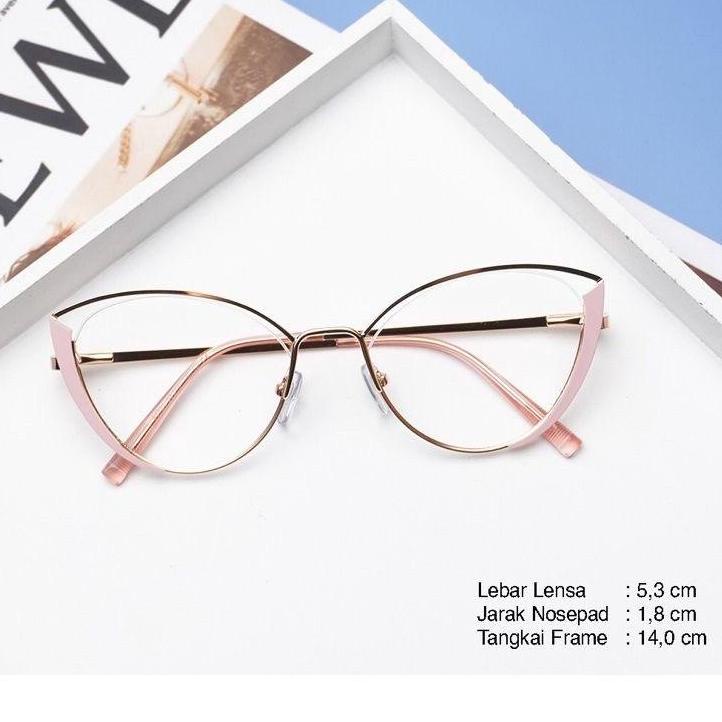 Tren Terbaru Kacamata Cat Eye Frame 95721 Lensa Photocromic & Anti Radiasi Minus & Bluecromic