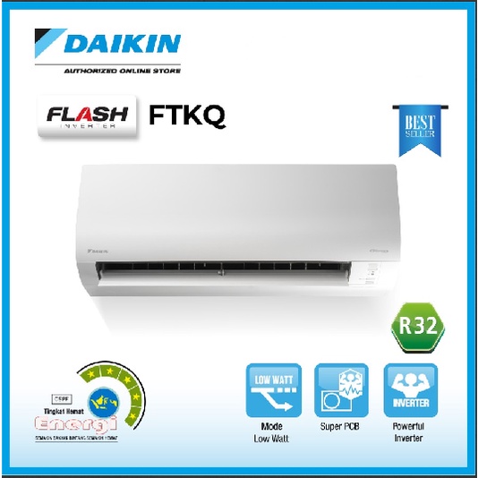 Jual AC Daikin Flash Inverter 1 PK R32 FTKQ25UVM4 / RKQ25UVM4 Made In ...