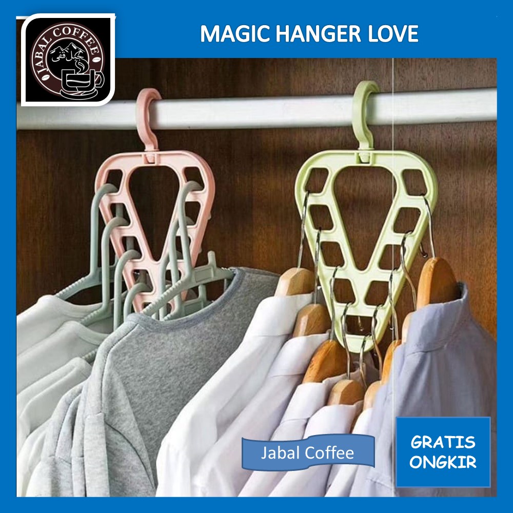 Gantungan Baju Ajaib Sembilan Lubang / Magic Hanger Bentuk Love 9 In 1 / Gantungan Baju 9 In 1 Serbaguna