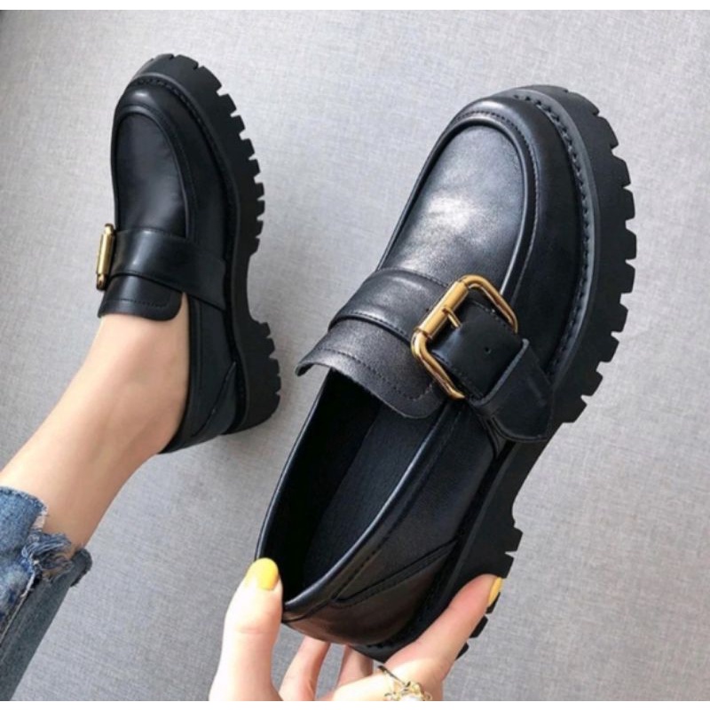 Sepatu Docmart Wanita Terbaru Fashion Korea Premium Quality Jessy 09 Flat Mary janes Loafers Ootd Remaja Perempuan Hitam Kasual Kekinian Bisa Cod