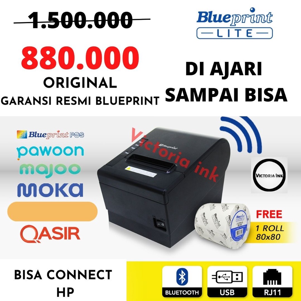 Desktop Thermal Printer Blueprint Lite 80d BP Lite 80D USB Bluetooth RJ11