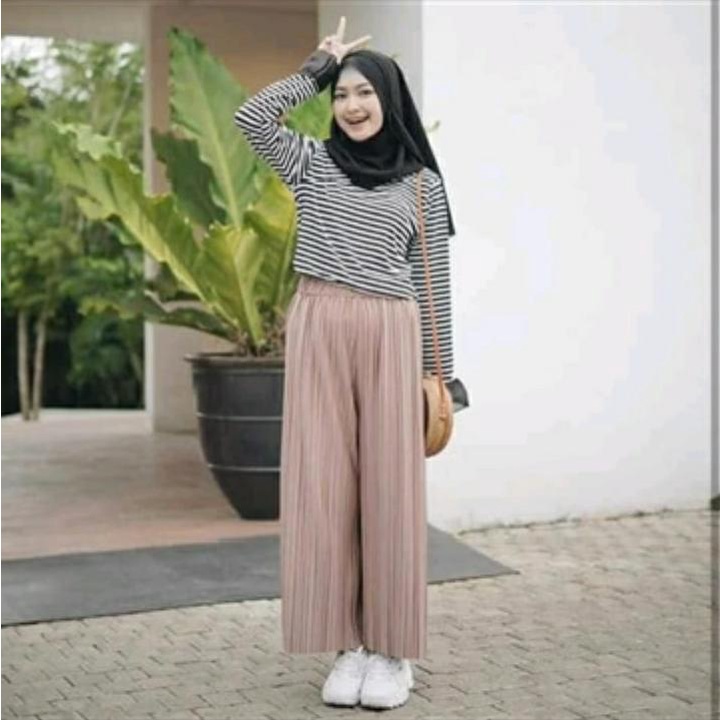 CELANA KULOT PANJANG WANITA DEWASA TERBARU 20022 MOTIF PLISKET