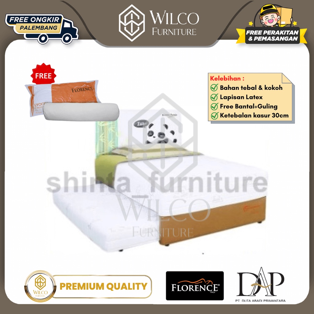 Springbed Sorong Anak Florence 2in1 Kiddos Panda / Bed Sorong Cowok - 120 x 200