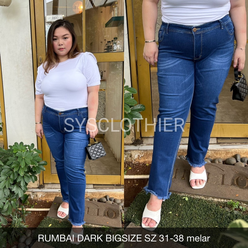 CELANA JEANS WANITA RUMBAI DARK BIGSIZE