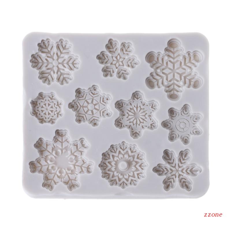 Zzz Cetakan Kue / Coklat / Permen Bentuk Snowflake Bahan Silikon Untuk Dekorasi Natal DIY