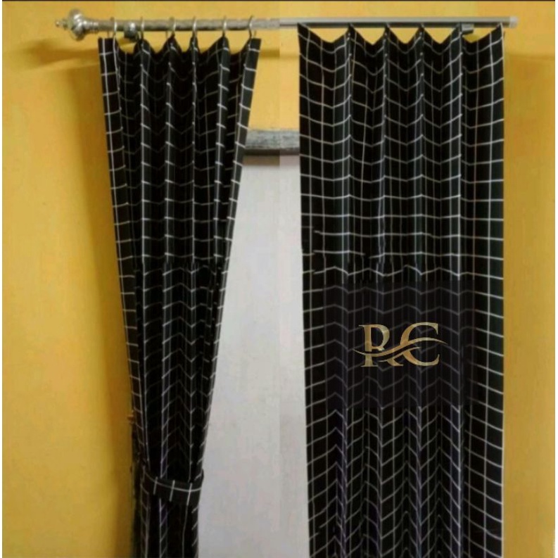 [PROMO]GORDEN PLISKET/GORDEN JENDELA/GORDEN PINTU GORDEN MOTIF KOTAK KOTAK Hitam putih