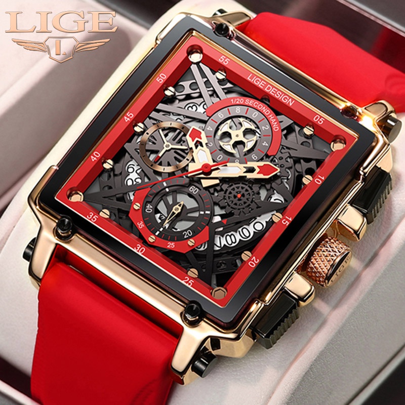 LIGE eksklusif jam tangan pria original terbaru anti air sports kronograf jam tangan