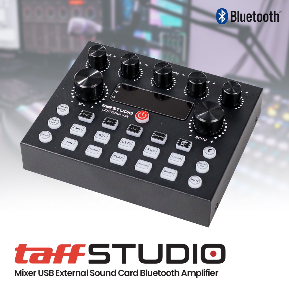 TaffSTUDIO Mixer USB External Sound Card Bluetooth Amplifier Live Broadcast Recording Special Effect - V8S