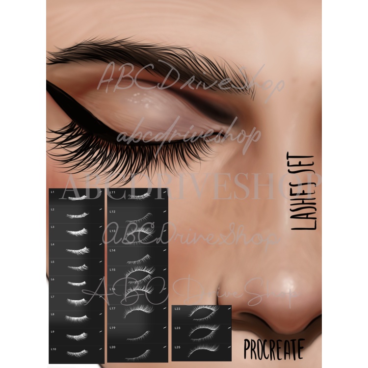 Procreate Brush - Realistic Brows, Lashes, Faces &amp; Hands Stamps Bundle