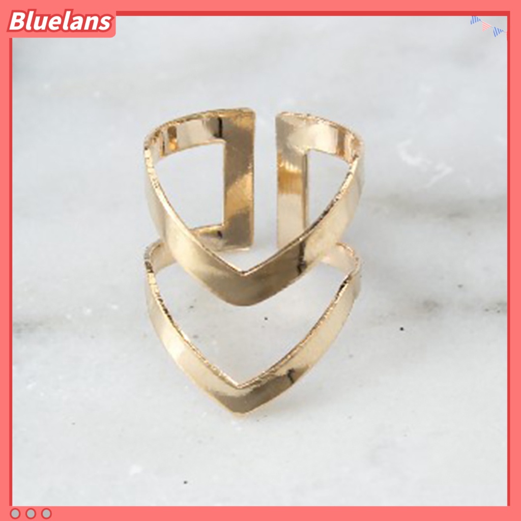 Bluelans Knuckle Ring Half Opened Fashion Jewelry Double V-shaped Adjustable Vintage Women Lucky Rings