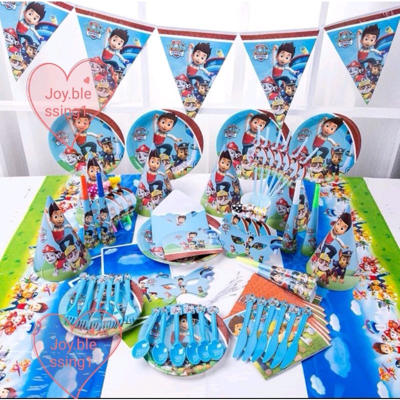 PERLENGKAPAN DEKORASI PAW PATROL/PIRING GELAS PAW PATROL/ORNAMEN PAW PATROL/standing paw patrol