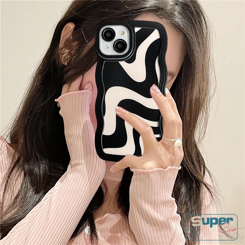 Case Untuk OPPO A17 A95 A16 A96 A15 A76 A17K A54 A16K A12 A74 A57 A78 A7 A55 A53 A9 A15s A16s A5s A16E A1K A5 A52 A3s Reno 8T 6 8 7 A12E Art Zebra Pattern Wavy Edge Sarung Soft Cover