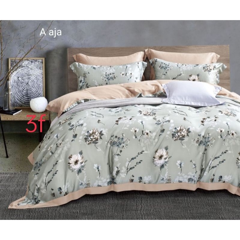 (3)BYAK MOTIF!!FULL SET BEDCOVER SPREI SUTRA ORGANIK SERAT BAMBOO ORIGINAL