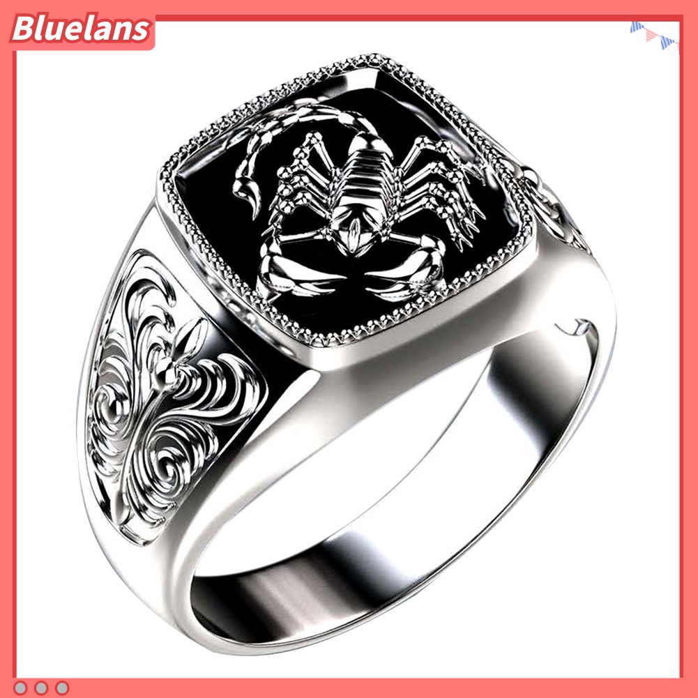 Bluelans Men Scorpion Engraved Alloy Wide Finger Ring Birthday Club Party Jewelry Gift