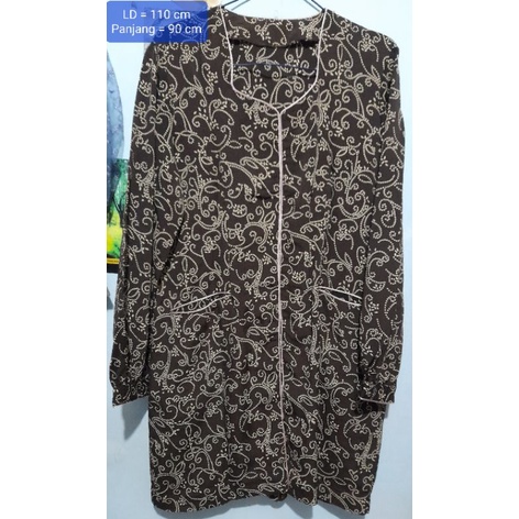Preloved Atasan/Blouse Long Tunik Wanita Coklat Tua Jumbo