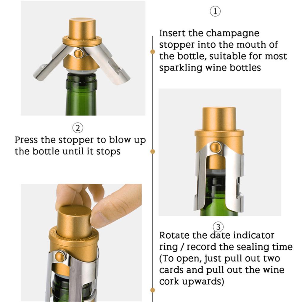 1per2 /2 /3 /5 Stainless Steel Wine Corks Stopper Rumah Pesta Jus Botol Pourer Cap Perlengkapan Restoran Dapur Kecil Silikon