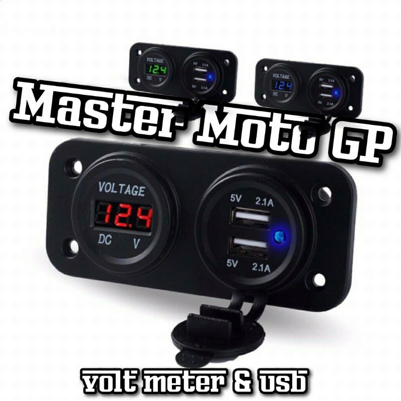 volt meter plus Usb charger HP Voltmeter dan charger chager casan hp Voltmeter Aki motor import Fazzio nmax pcx lexi aerox vario mio beat ADV Lexi Xmax