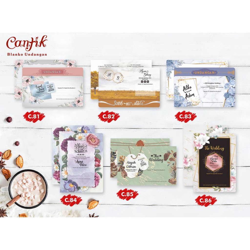 UNDANGAN BLANKO CANTIK 81 - 86 FREE CETAK ISIAN / UNDANGAN PERNIKAHAN SIMPEL / UNDANGAN PERNIKAHAN E