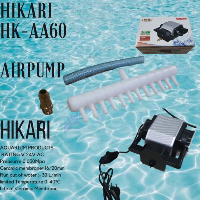 HIKARI HK AA 60 POMPA AERATOR UDARA 6 LUBANG COCOK UNTUK KOLAM IKAN