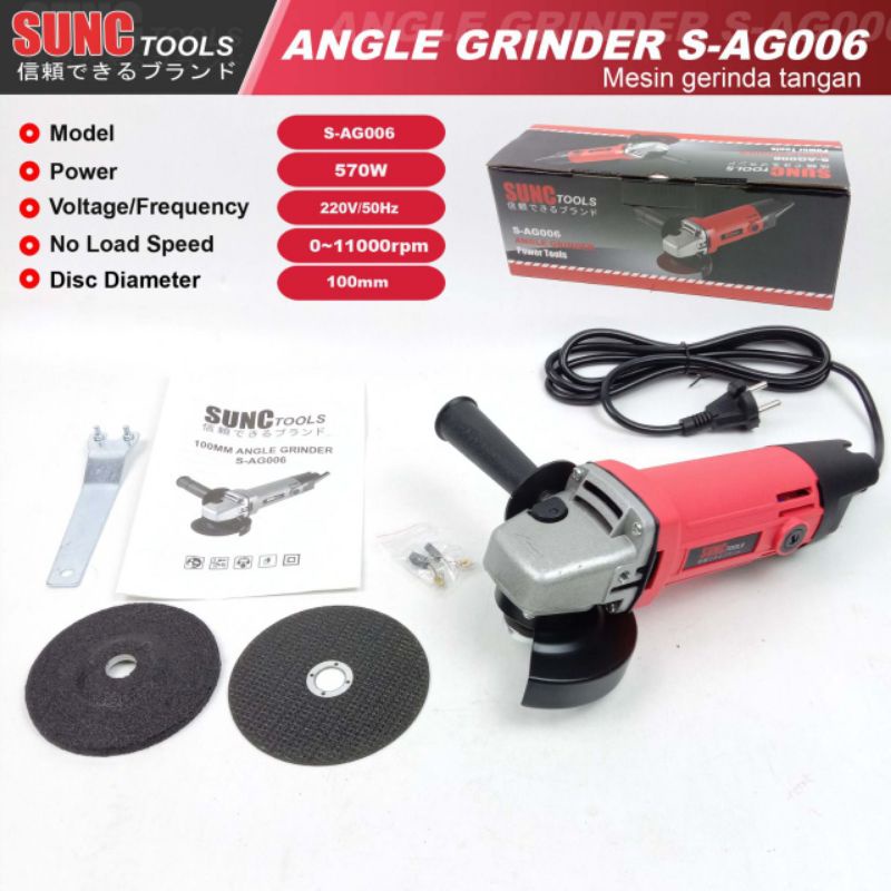 Gerinda Tangan SUNC TOOLS Angle Grinder 4 Inch / Gurinda JLD