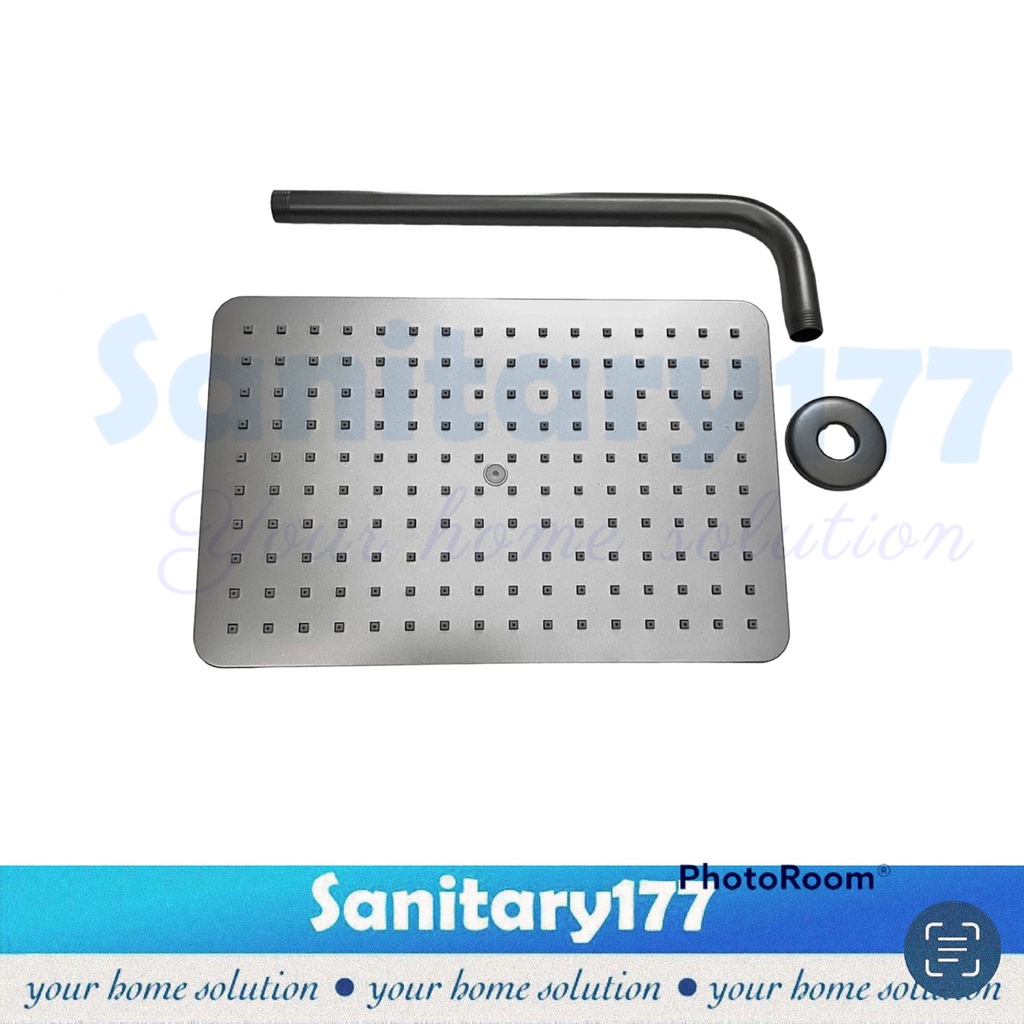 Wall Shower Tembok kotak  minimalis KOTAK grey gray 30cm giovanni-Shower Tembok abuabu jumbo grey matte rainfall gun metal Mandi Tanam stainles segi /A25