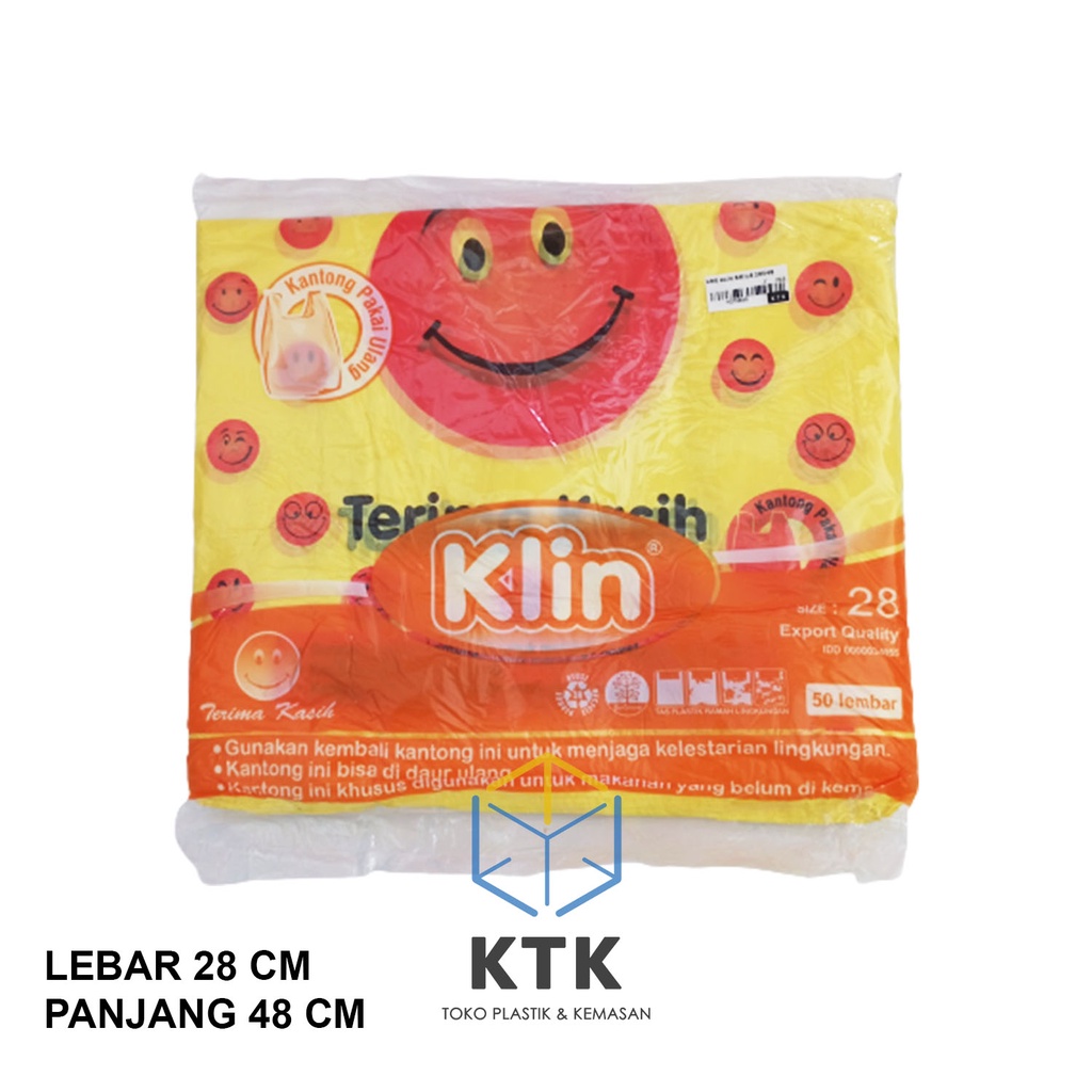 Kantong Kresek Klin Smile Ukuran 28 / Plastik HD Warna Warni Motif