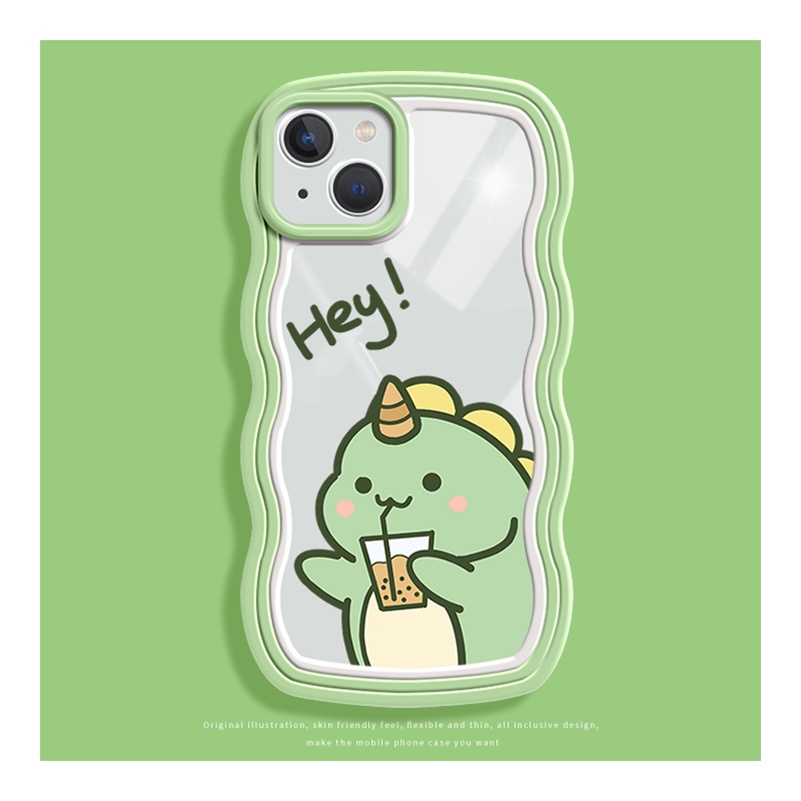 Soft Case Silikon Tebal Motif Kartun Dinosaurus Untuk iPhone 14 13 12 11 Pro Max X Xr Xs Max 8 7 6 6s Plus