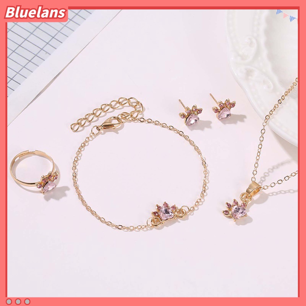 Bluelans 1 Set Anting Stud Kalung Gelang Cincin Bahan Alloy Anti Alergi Untuk Pesta