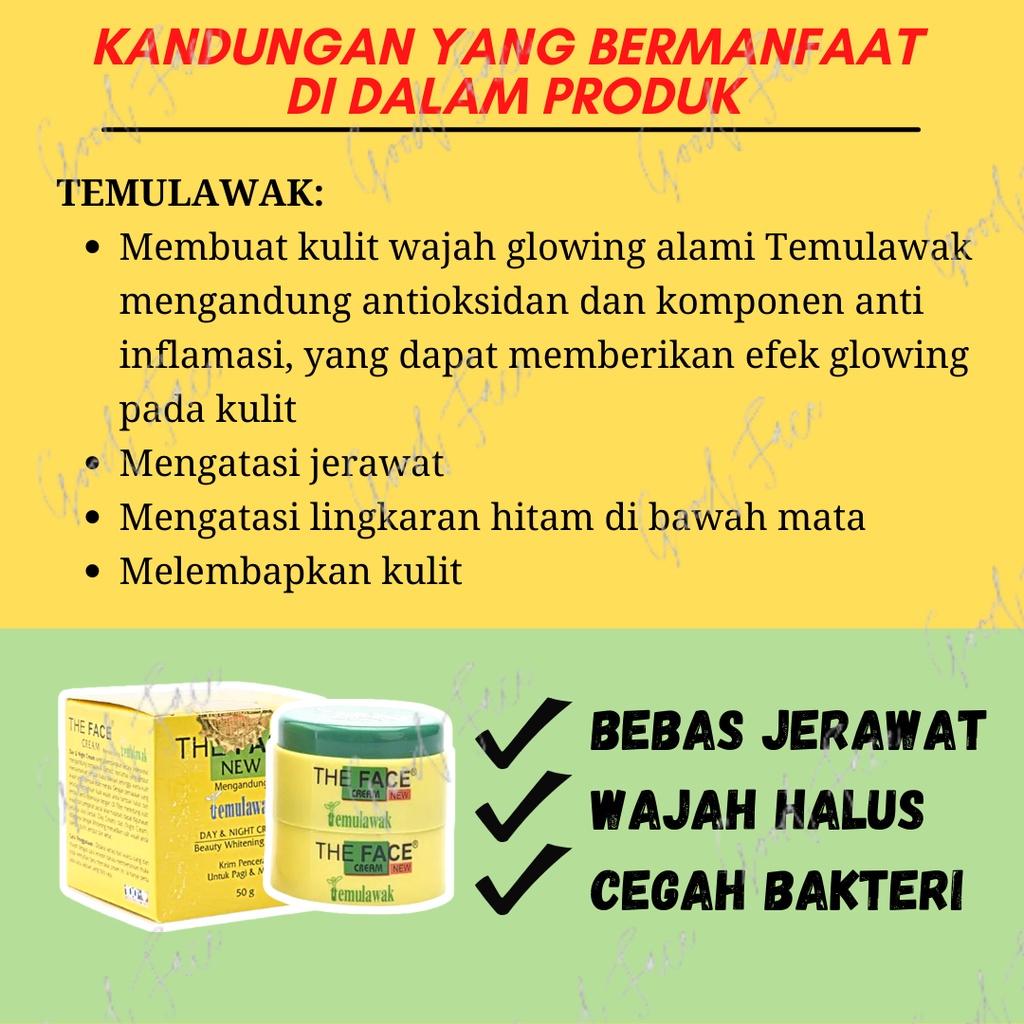 CREAM TEMULAWAK - TEMULAWAK ORIGINAL - CREAM TEMULAWAK THE FACE BPOM - THE FACE TEMULAWAK CREAM DAY N NIGHT