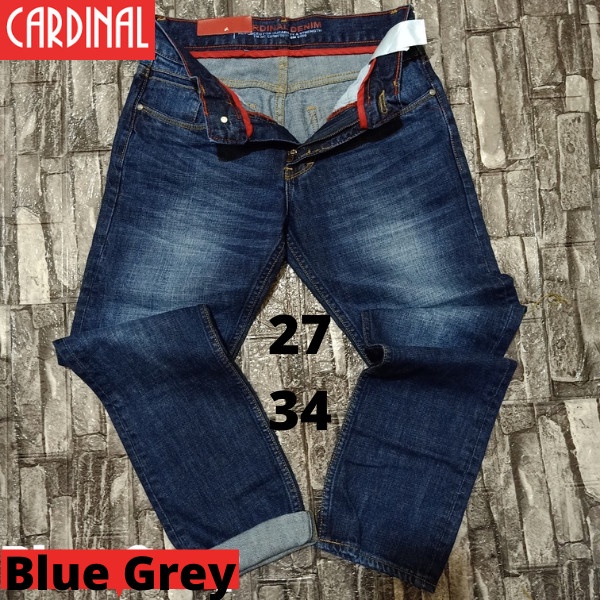 CELANA JEANS PANJANG PRIA TERBARU CARDINAL JEANS - Blue Grey, 27(Z8E2) Celana Jeans sobek lutut robe