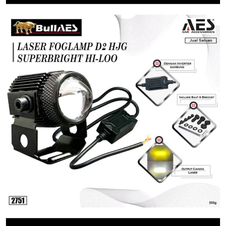Laser Foglamp D2 Superbright Hi LOO lampu tembak Laser merk HJG